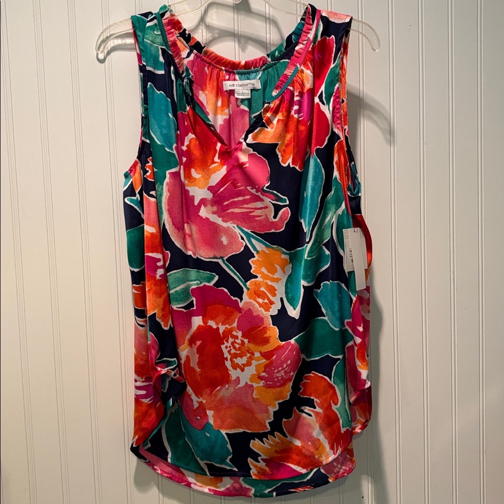 NWT Liz Claiborne Frida’s Garden Sleeveless Blouse Size L